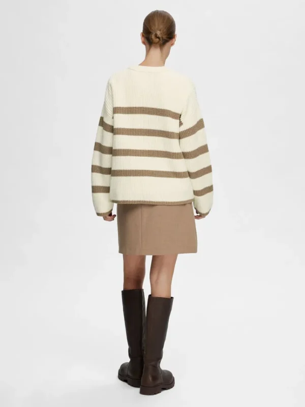 SELECTED RANDIG STICKAD TRÖJA Beige Best Sale