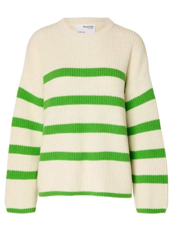 SELECTED RANDIG STICKAD TRÖJA Green Sale