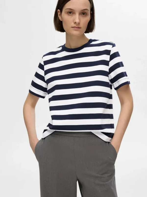 SELECTED RANDIG T-SHIRT Blue Cheap