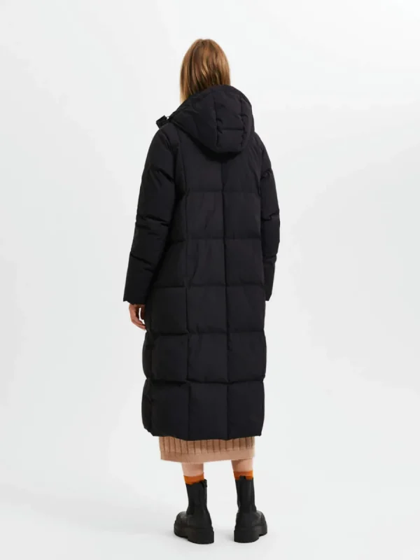 SELECTED RE:DOWN® LÅNG MODELL PUFFERJACKA Black Sale