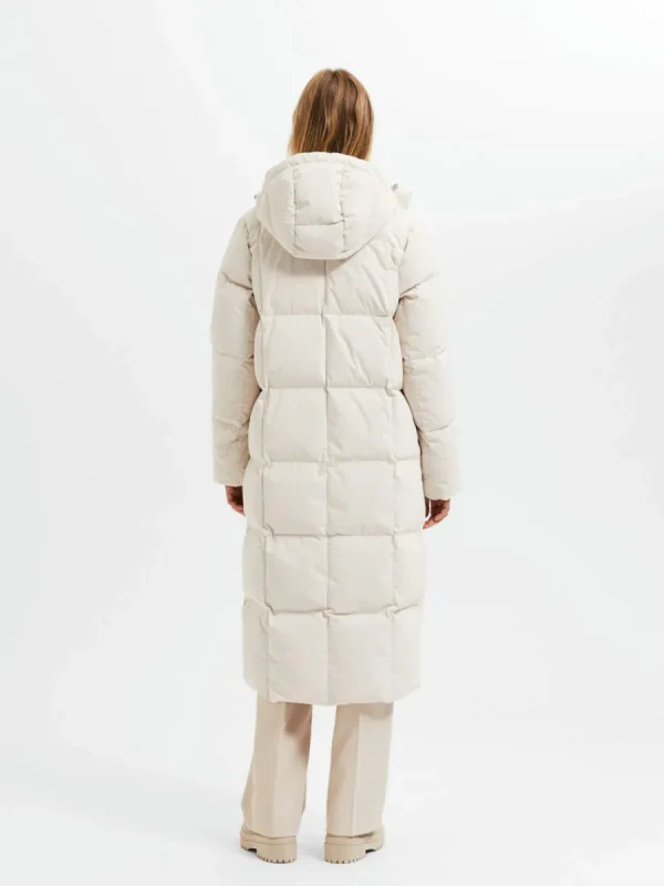 SELECTED RE:DOWN® LÅNG MODELL PUFFERJACKA Beige Cheap