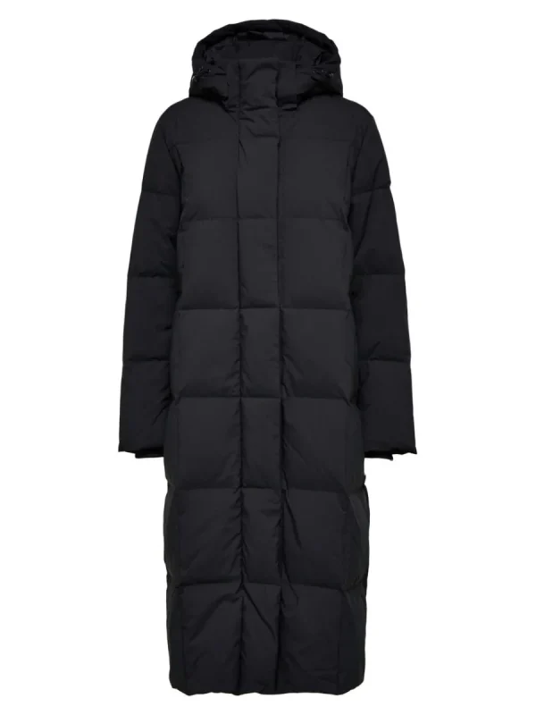 SELECTED RE:DOWN® LÅNG MODELL PUFFERJACKA Black Sale