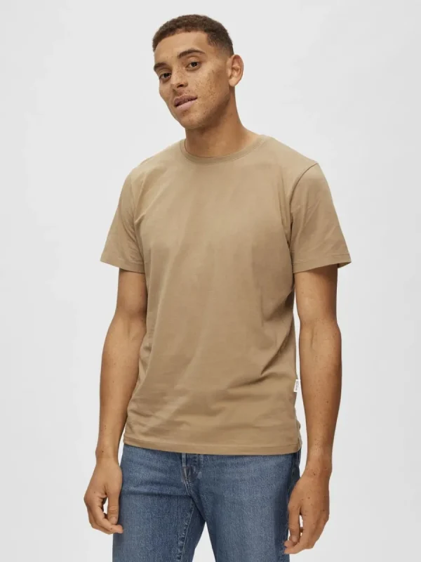 SELECTED REGULAR T-SHIRT Brown Cheap