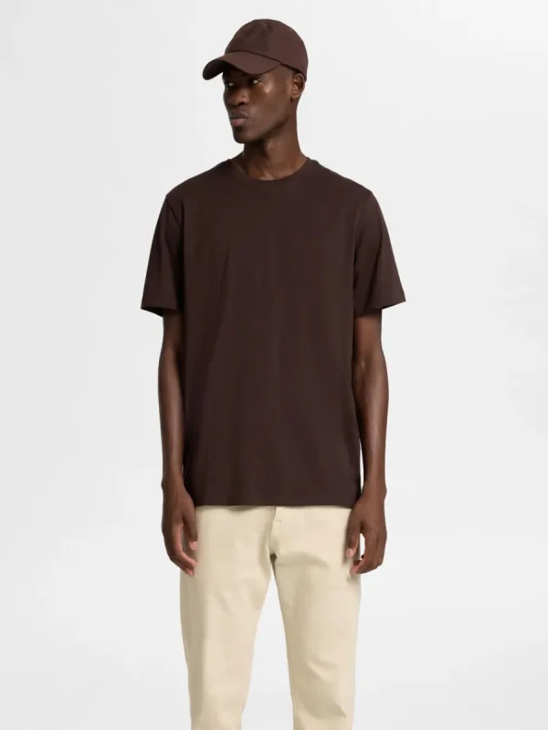 SELECTED REGULAR T-SHIRT Brown Shop