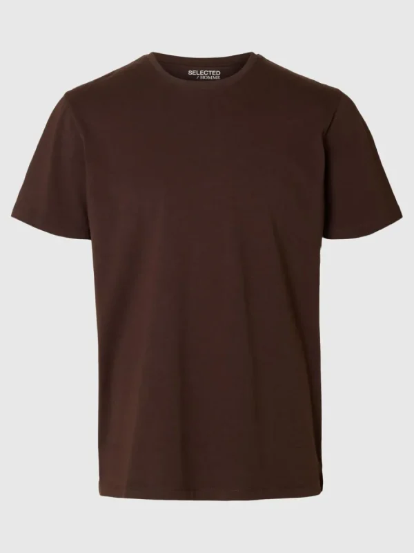 SELECTED REGULAR T-SHIRT Brown Shop