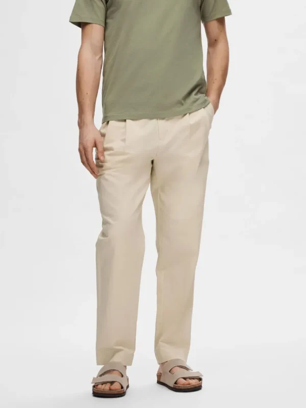 SELECTED RELAXED FIT BESKURNA BYXOR Beige Cheap
