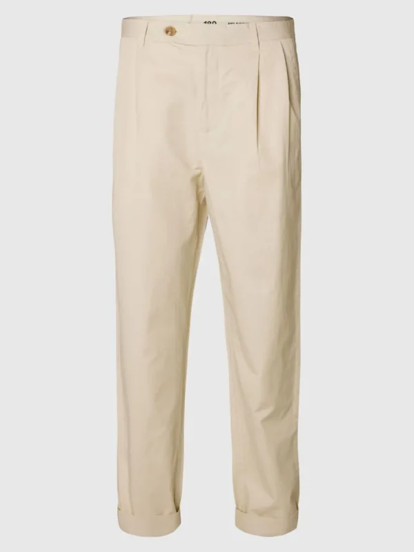 SELECTED RELAXED FIT BESKURNA BYXOR Beige Cheap