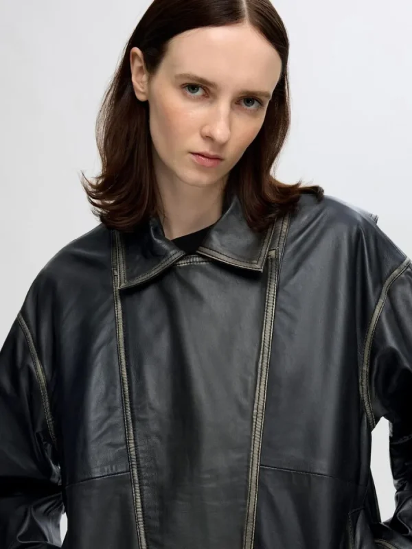 SELECTED RELAXED FIT LÄDERJACKA Black Outlet