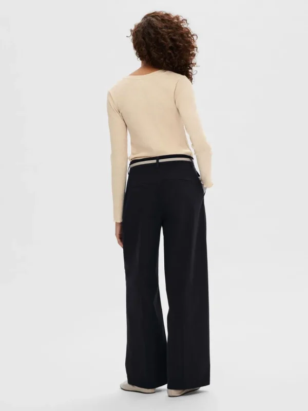 SELECTED RIBBAD LÅNGÄRMAD TOPP Beige Flash Sale
