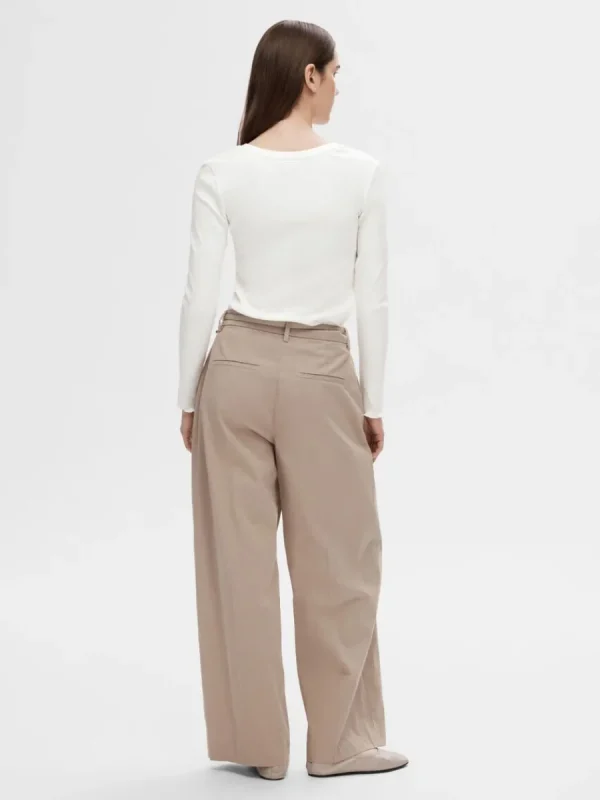 SELECTED RIBBAD LÅNGÄRMAD TOPP White New