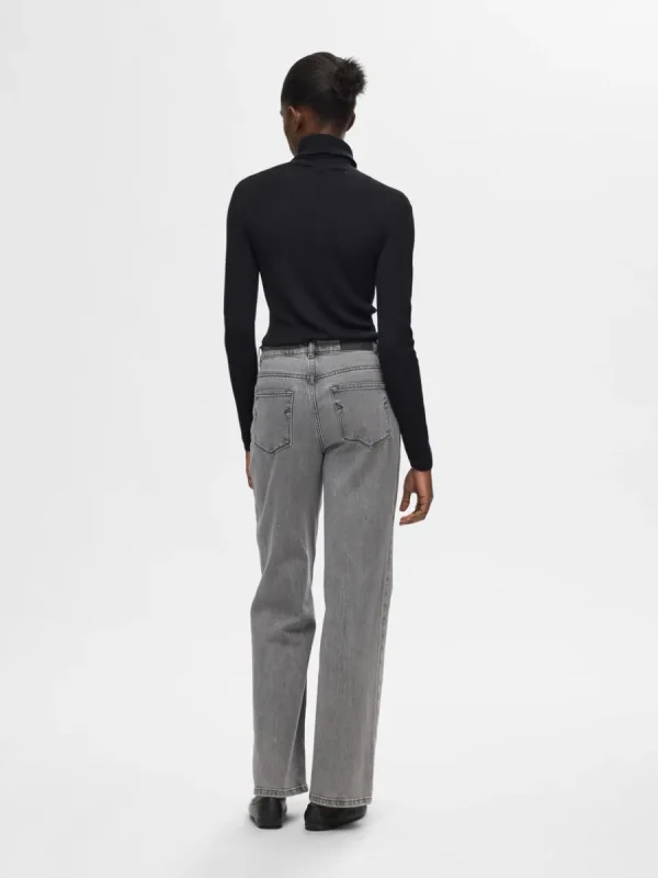 SELECTED RIBBAD POLOTRÖJA Black Clearance