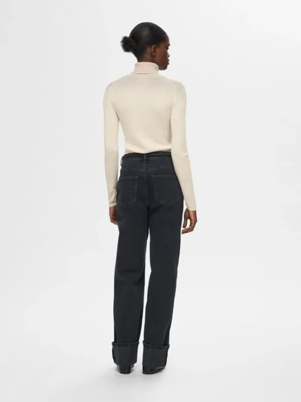 SELECTED RIBBAD POLOTRÖJA Beige Sale