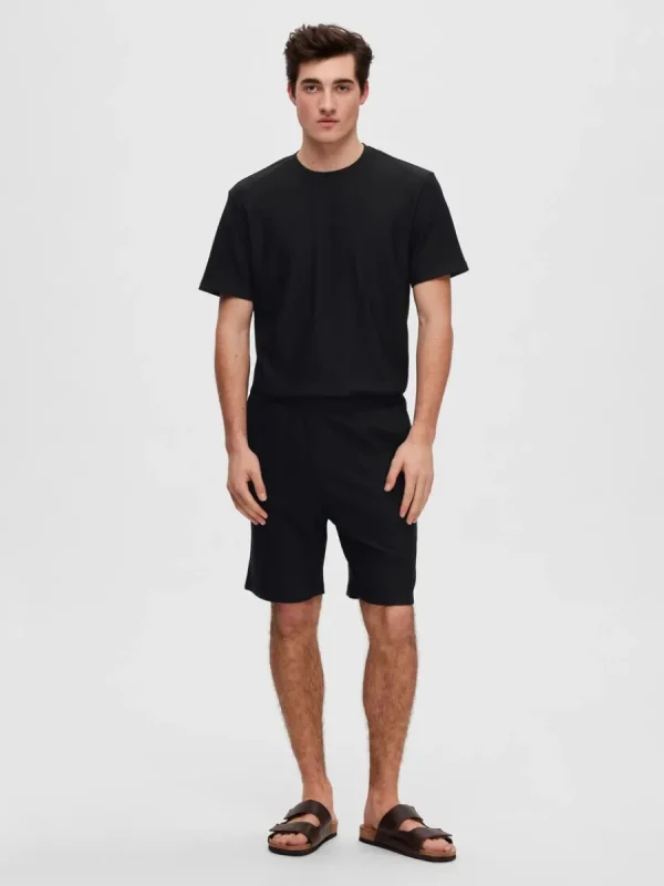 SELECTED RIBBAD SHORTS Black Best Sale