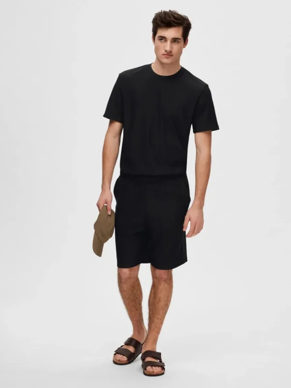 SELECTED RIBBAD SHORTS Black Best Sale