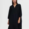 SELECTED 3/4-ÄRMAD KORT KLÄNNING Black Online