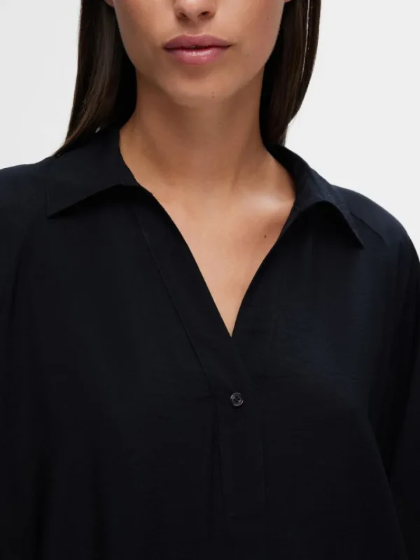 SELECTED 3/4-ÄRMAD KORT KLÄNNING Black Online