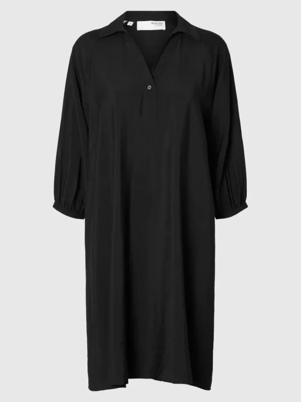 SELECTED 3/4-ÄRMAD KORT KLÄNNING Black Online