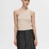 SELECTED ÄRMLÖS ENAXLAD TOPP Beige Clearance