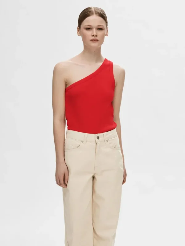 SELECTED ÄRMLÖS ENAXLAD TOPP Red Shop