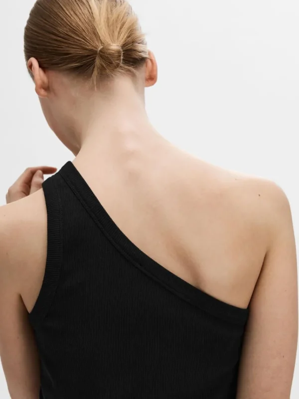 SELECTED ÄRMLÖS ENAXLAD TOPP Black Cheap