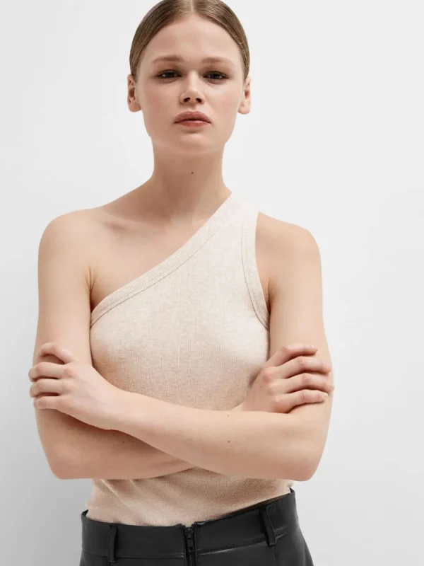 SELECTED ÄRMLÖS ENAXLAD TOPP Beige Clearance