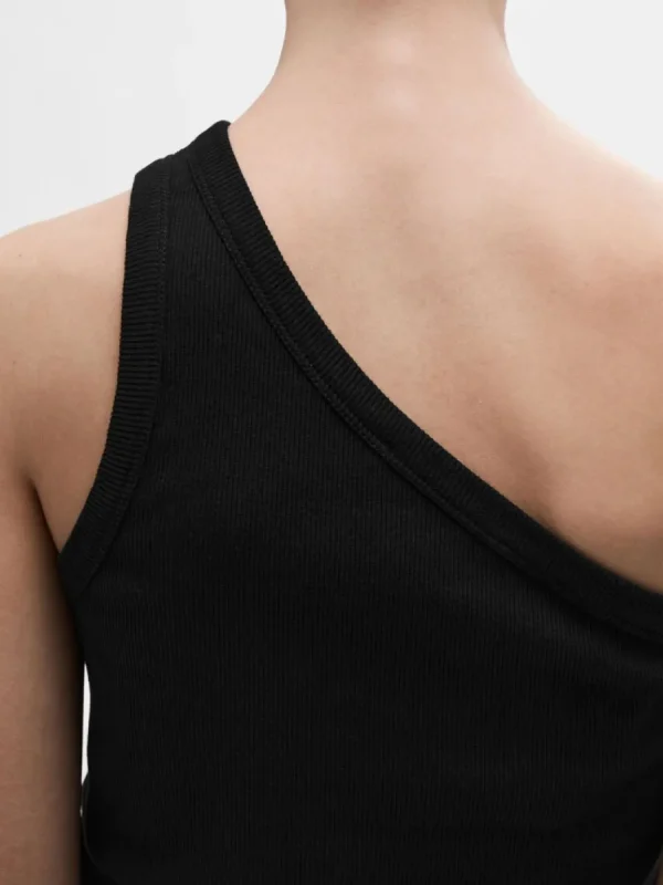 SELECTED ÄRMLÖS ENAXLAD TOPP Black Cheap
