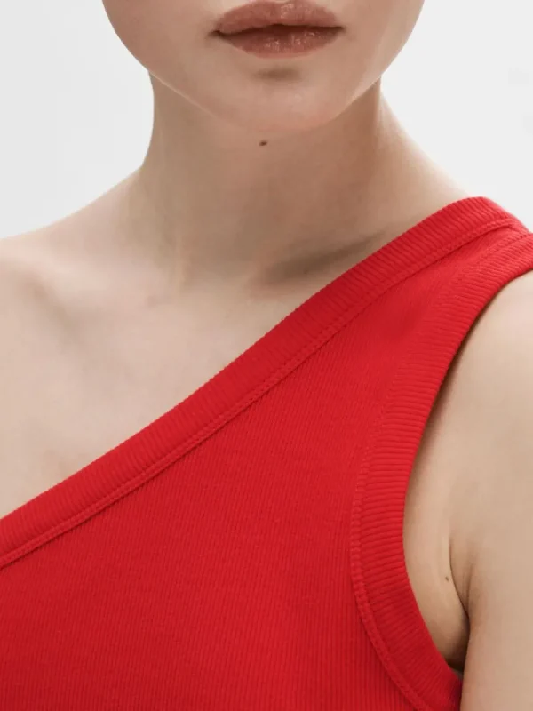 SELECTED ÄRMLÖS ENAXLAD TOPP Red Shop