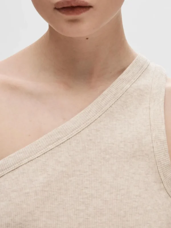 SELECTED ÄRMLÖS ENAXLAD TOPP Beige Clearance