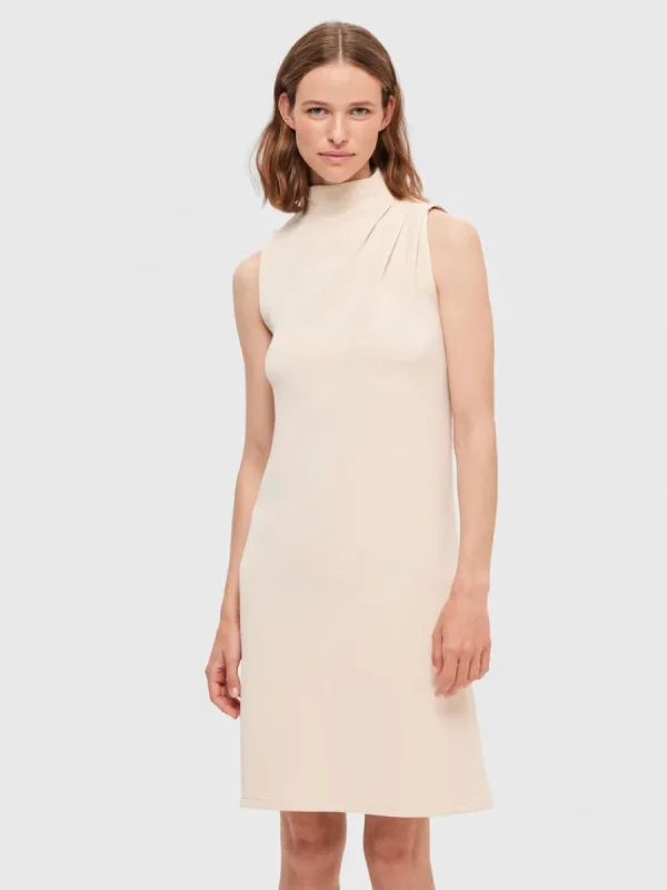 SELECTED ÄRMLÖS KORT KLÄNNING Beige Shop