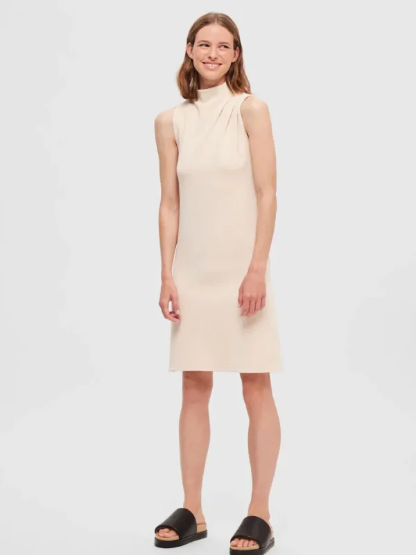 SELECTED ÄRMLÖS KORT KLÄNNING Beige Shop