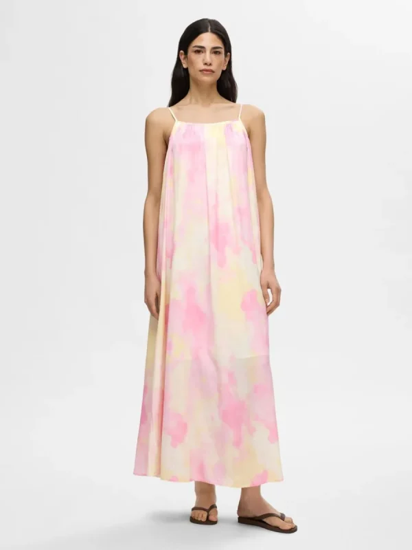 SELECTED ÄRMLÖS MAXIKLÄNNING Pink Discount