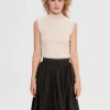 SELECTED ÄRMLÖS STICKAD TOPP Beige Flash Sale