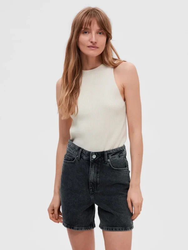SELECTED ÄRMLÖS STICKAD TOPP Beige Discount