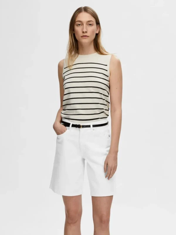 SELECTED ÄRMLÖS STICKAD TOPP Beige Store