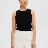 SELECTED ÄRMLÖS STICKAD TOPP Black Shop