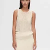 SELECTED ÄRMLÖS STICKAD TOPP Beige Hot