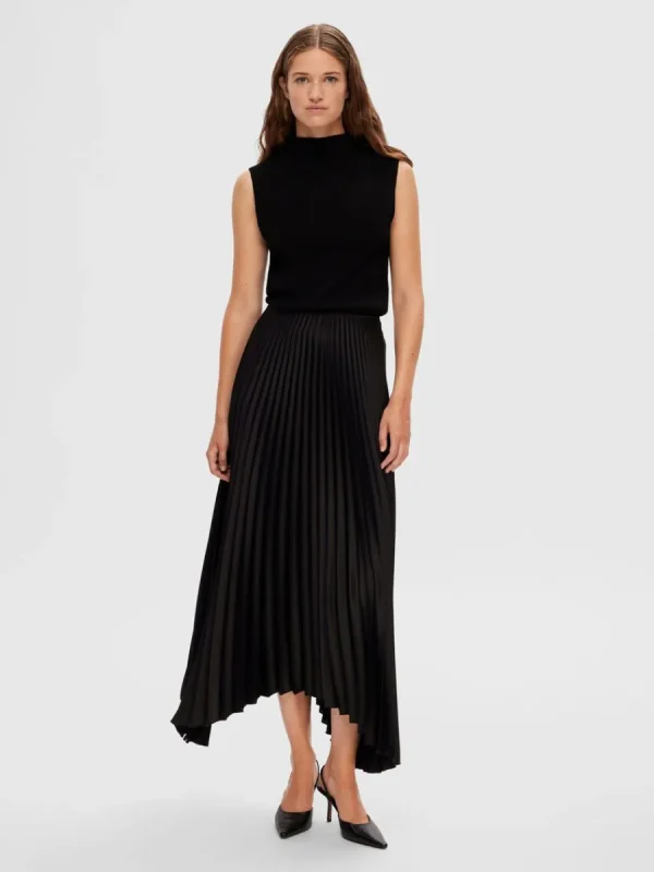 SELECTED ÄRMLÖS STICKAD TOPP Black Clearance
