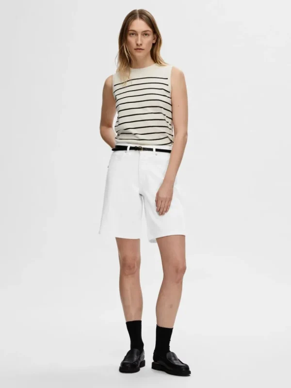 SELECTED ÄRMLÖS STICKAD TOPP Beige Store