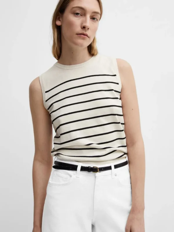 SELECTED ÄRMLÖS STICKAD TOPP Beige Store