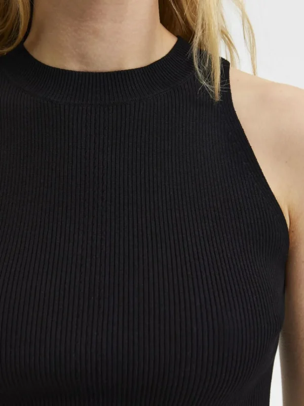 SELECTED ÄRMLÖS STICKAD TOPP Black Flash Sale