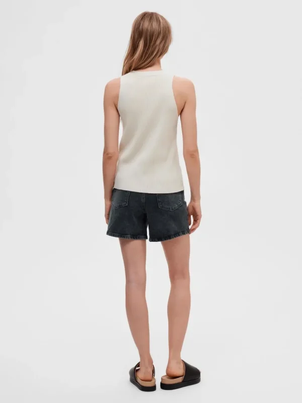 SELECTED ÄRMLÖS STICKAD TOPP Beige Discount