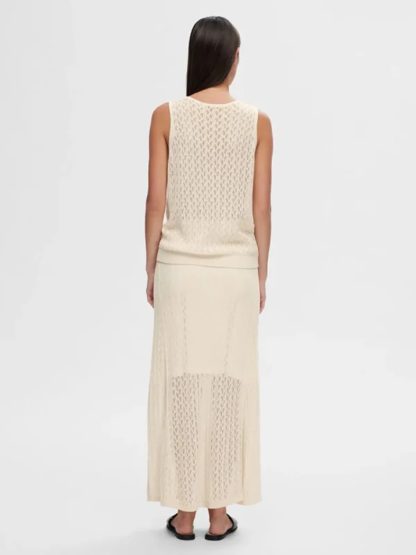 SELECTED ÄRMLÖS STICKAD TOPP Beige Hot