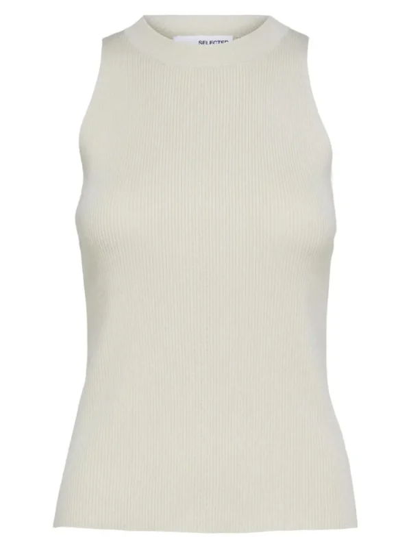 SELECTED ÄRMLÖS STICKAD TOPP Beige Discount