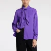 SELECTED ROSETTDETALJ SATINSKJORTA Purple New