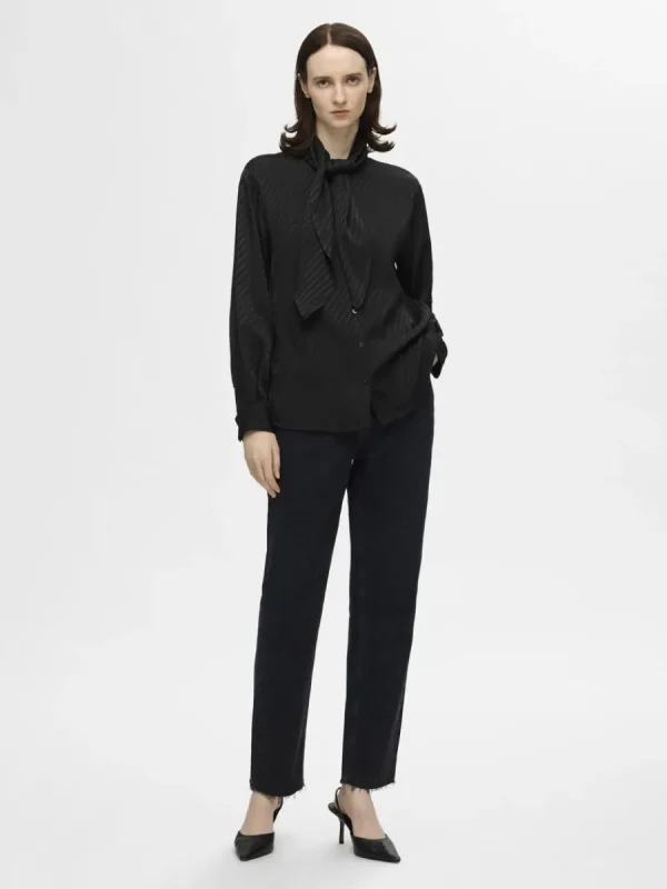 SELECTED ROSETTDETALJ SATINSKJORTA Black Store