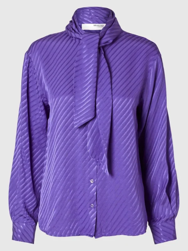 SELECTED ROSETTDETALJ SATINSKJORTA Purple New