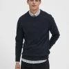 SELECTED RUNDRINGAD STICKAD TRÖJA Blue Cheap
