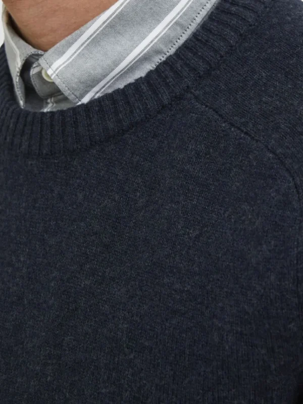 SELECTED RUNDRINGAD STICKAD TRÖJA Blue Cheap