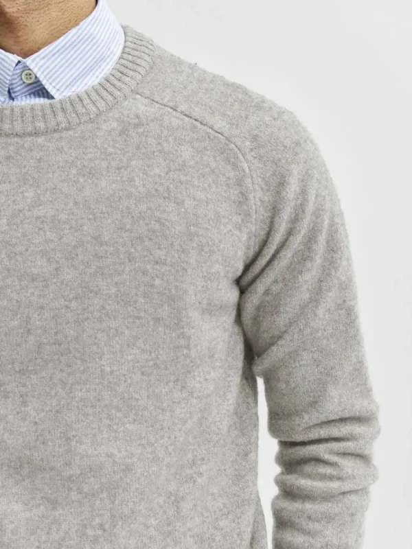 SELECTED RUNDRINGAD STICKAD TRÖJA Grey Online