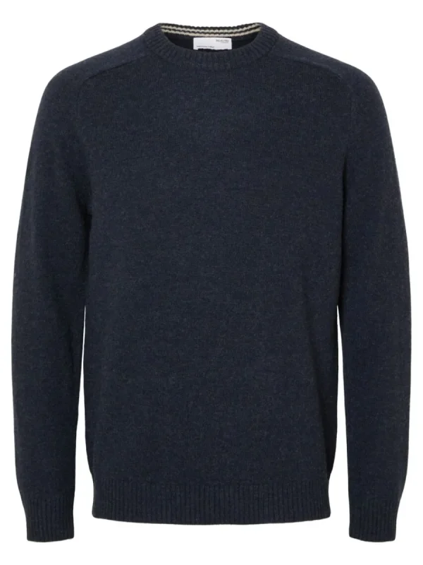 SELECTED RUNDRINGAD STICKAD TRÖJA Blue Cheap